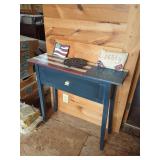 Painted Patriotic Table with American Flag, Pillow, and Trivet