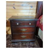 Dark Wood Three-Drawer Nightstand