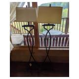 Pair of Metal Floor Lamps with Shades