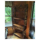 Wrought Iron and Wood Bakers Rack