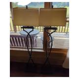 Pair of Floor Lamps with Wrought Iron Bases