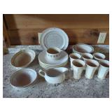 Mixed Dinnerware: Corelle, Victoriana, and Almond Flait