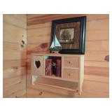Wall Cabinet with Two Drawers, Heart Door, and Candles