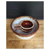 Hull Brown Drip Glaze Bowl with Two Oven Proof Bowls