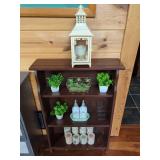 Brown Wooden Shelf with Decor