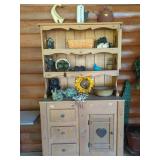 Wooden Cabinet with Contents
