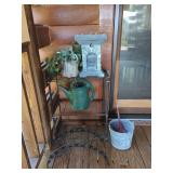Garden Decor: Watering Can, Plant Stands, & Stone Planter