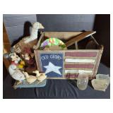 Goose Statues, Mickey and Minnie Statues, and Kitchenware