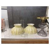 Glass Oil Lamp with Painted Shades