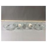 Set of Four Clear Textured Glass Candle Holders