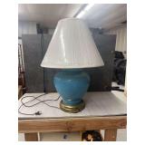 Blue Table Lamp with White Shade