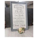 Framed Religious Print and Decorative Teapot