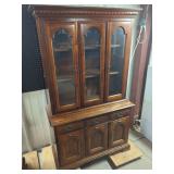 Wood Hutch with Glass Doors and Drawers