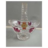 Anna Hutte Bleikristall Crystal Basket with Floral Design