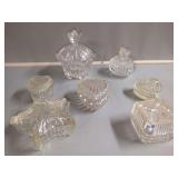 Clear Pressed Glass Trinket Dishes and Boxes Assortment
