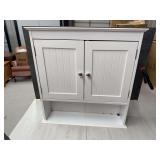 White Wood Two-Door Cabinet with Shelf