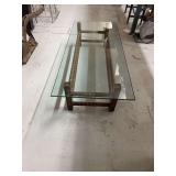 Glass Top Coffee Table with Wooden Frame