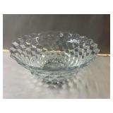 Pressed Clear Glass Bowl with Geometric Design