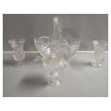 Crystal Basket, Covered Dish, and Vases
