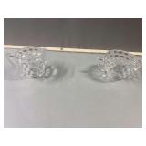 Two Glass Diamond Patterned Sugar and Creamer Set