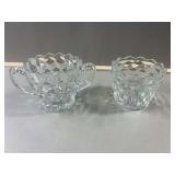 Pressed Glass Sugar Bowl and Open Creamer