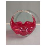 Red Murano Glass Basket Bowl