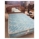 Full Size Bed with Wooden Headboard and Mattress