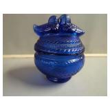 Blue Glass Bird Nest Trinket Box