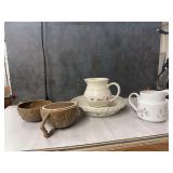 Pottery Assortment: Mugs, Pitchers, and Bowl