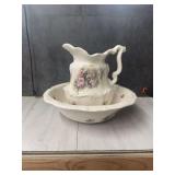 Floral Ceramic Pitcher and Wash Basin Bowl Set