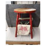 Painted Stool with Embroidered Cloth