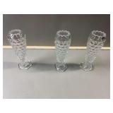 Three Clear Pressed Glass Vases