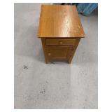 Wooden End Table with Drawer and Door