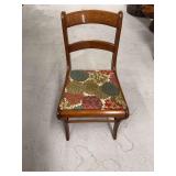 Wooden Chair with Floral Upholstery