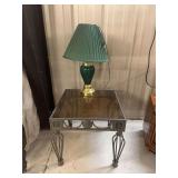 Accent Table with Green Lamp