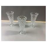 Three Small Clear Glass Vases