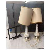 Floral Accent Lamps with Folding Picture Frame