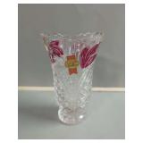 Anna Hutte Bleikristall Lead Crystal Vase with Floral Design