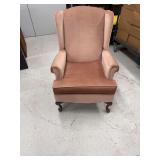 Wingback Chair with Pink Fabric