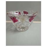 Anna Hune Bleikristall Lead Crystal Bowl with Red Floral Accents