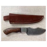 Handcrafted Damascus Steel Knife with Leather Sheath