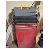 Red Metal Tool Cabinet with Tools and Accessories