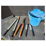 Shears and a Blue Bucket