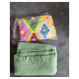 Handmade Quilt and Green Blanket