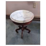 Marble Top Table and Assorted Paper Items