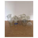 Assorted Glassware Collection: Jars and Pitchers