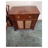 Wood Cabinet with Radio and Record Player