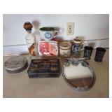 Mixed Home Goods: Bottle, Mug, Tin, and More