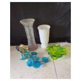 Glass Vases and Decorative Floral Piece