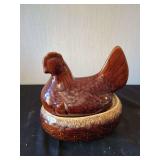 Hull Pottery Ovenproof Chicken on Nest Covered Casserole Dish